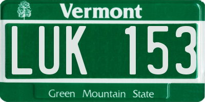 VT license plate LUK153