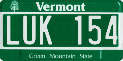 VT license plate LUK154