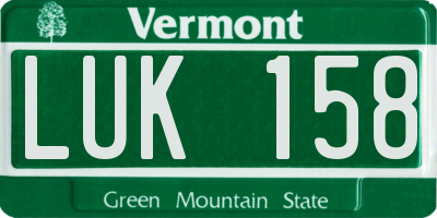 VT license plate LUK158