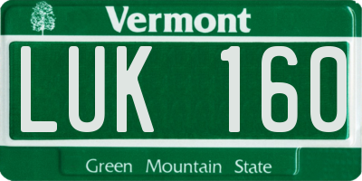 VT license plate LUK160