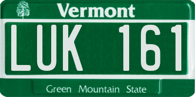 VT license plate LUK161