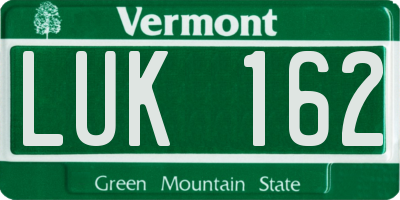 VT license plate LUK162