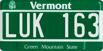 VT license plate LUK163