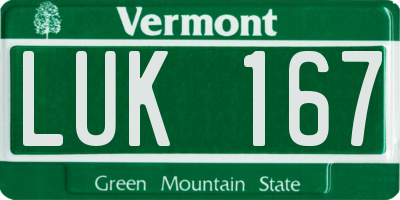 VT license plate LUK167