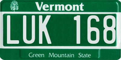 VT license plate LUK168