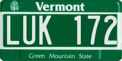 VT license plate LUK172