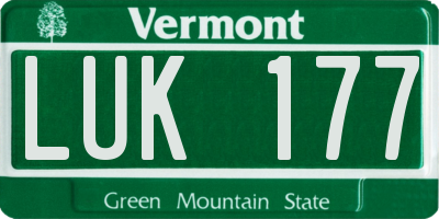 VT license plate LUK177