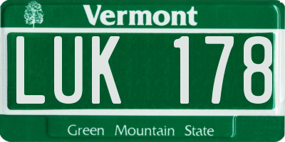 VT license plate LUK178