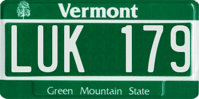 VT license plate LUK179