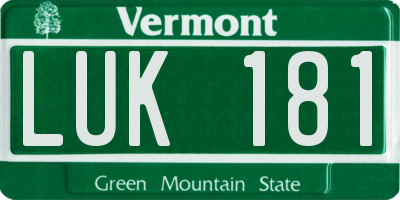 VT license plate LUK181