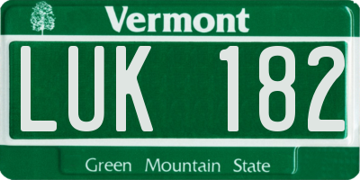 VT license plate LUK182