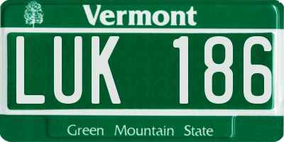VT license plate LUK186
