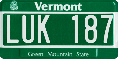 VT license plate LUK187