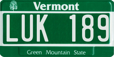 VT license plate LUK189
