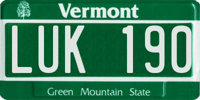 VT license plate LUK190