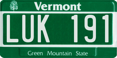 VT license plate LUK191