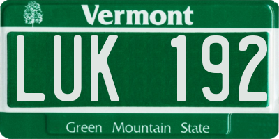 VT license plate LUK192