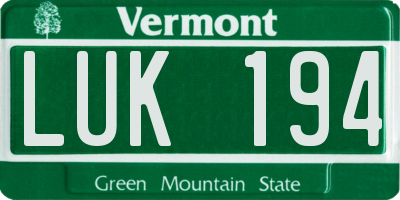 VT license plate LUK194