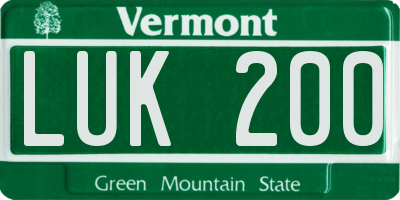 VT license plate LUK200