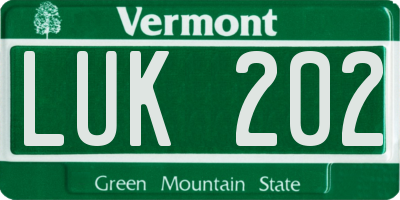 VT license plate LUK202