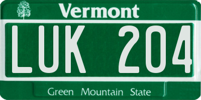 VT license plate LUK204
