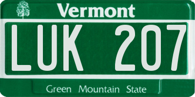 VT license plate LUK207