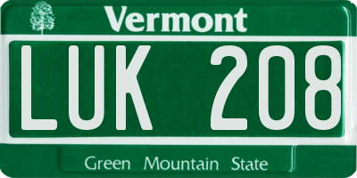 VT license plate LUK208