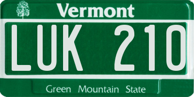 VT license plate LUK210