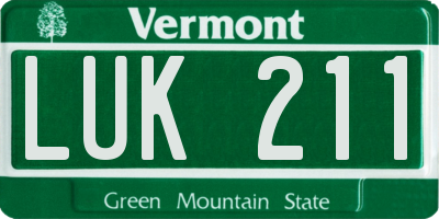 VT license plate LUK211