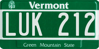 VT license plate LUK212