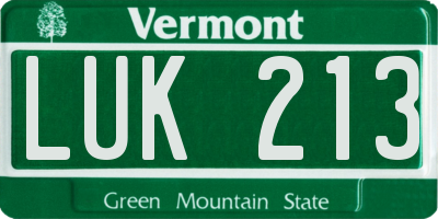 VT license plate LUK213