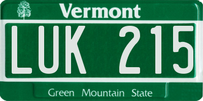 VT license plate LUK215
