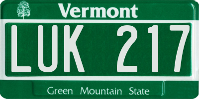 VT license plate LUK217