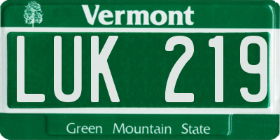 VT license plate LUK219