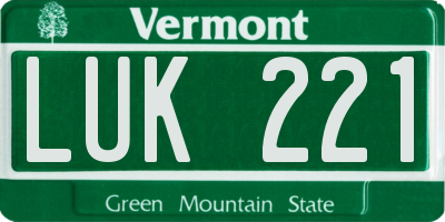 VT license plate LUK221