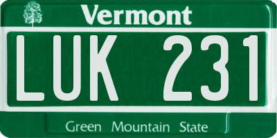 VT license plate LUK231