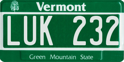 VT license plate LUK232
