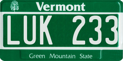 VT license plate LUK233