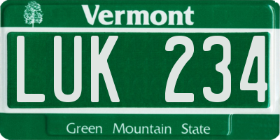 VT license plate LUK234