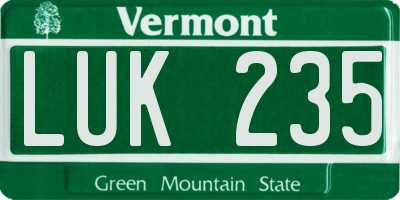 VT license plate LUK235