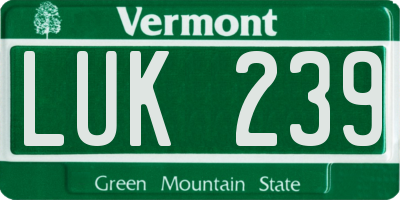 VT license plate LUK239