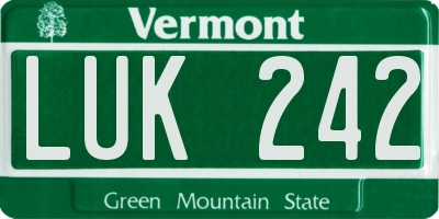 VT license plate LUK242
