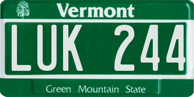 VT license plate LUK244