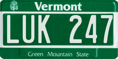 VT license plate LUK247
