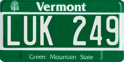VT license plate LUK249