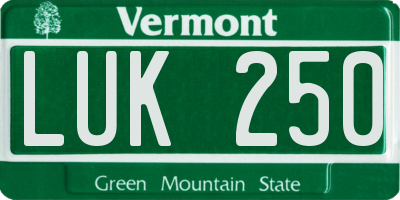 VT license plate LUK250