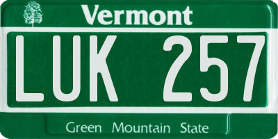 VT license plate LUK257