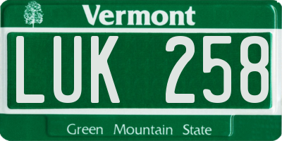 VT license plate LUK258