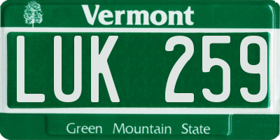 VT license plate LUK259