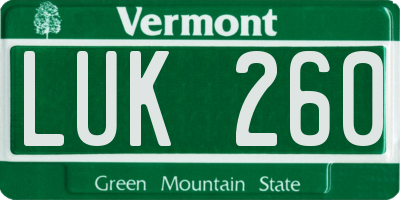 VT license plate LUK260